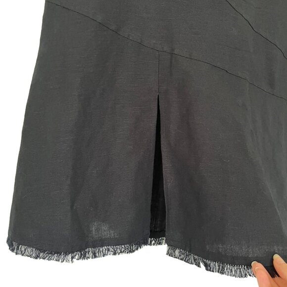 BCBGMaxAzria black linen blend fit and flair eyelash hem skirt size 8 - Picture 3 of 9